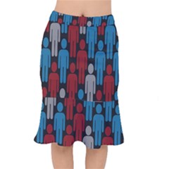 Human Man People Red Blue Grey Black Mermaid Skirt by Mariart