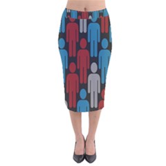 Human Man People Red Blue Grey Black Velvet Midi Pencil Skirt by Mariart