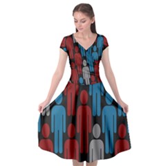 Human Man People Red Blue Grey Black Cap Sleeve Wrap Front Dress