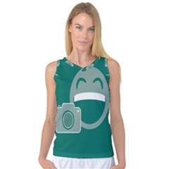 Laughs Funny Photo Contest Smile Face Mask Women s Basketball Tank Top