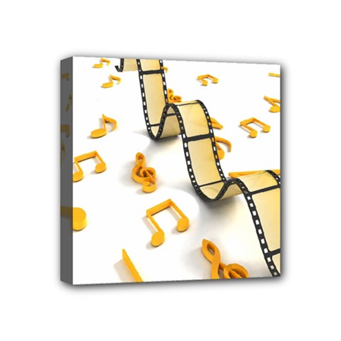 Isolated Three Dimensional Negative Roll Musical Notes Movie Mini Canvas 4  X 4 