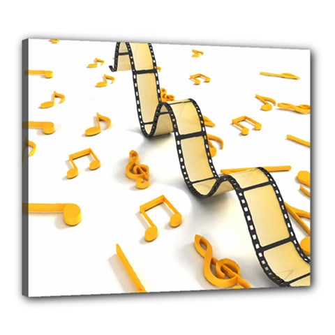 Isolated Three Dimensional Negative Roll Musical Notes Movie Canvas 24  X 20 