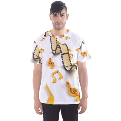 Isolated Three Dimensional Negative Roll Musical Notes Movie Men s Sport Mesh Tee by Mariart