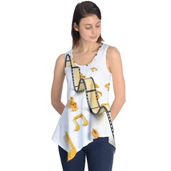 Isolated Three Dimensional Negative Roll Musical Notes Movie Sleeveless Tunic by Mariart