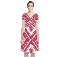 Fabric Aztec Short Sleeve Front Wrap Dress by Mariart