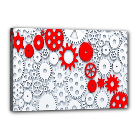 Iron Chain White Red Canvas 18  X 12  by Mariart