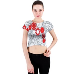 Iron Chain White Red Crew Neck Crop Top by Mariart