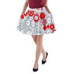 Iron Chain White Red A-line Pocket Skirt by Mariart