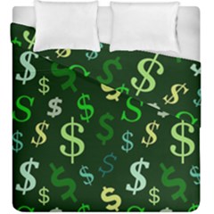 Money Us Dollar Green Duvet Cover Double Side (king Size) by Mariart