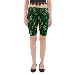 Money Us Dollar Green Yoga Cropped Leggings