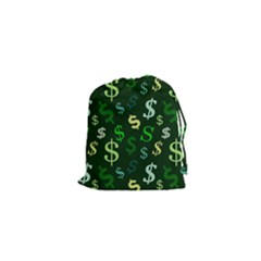 Money Us Dollar Green Drawstring Pouches (xs)  by Mariart