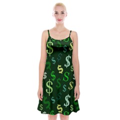 Money Us Dollar Green Spaghetti Strap Velvet Dress