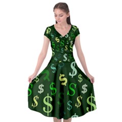 Money Us Dollar Green Cap Sleeve Wrap Front Dress by Mariart