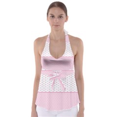 Love Polka Dot White Pink Line Babydoll Tankini Top by Mariart