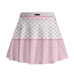 Love Polka Dot White Pink Line Mini Flare Skirt by Mariart