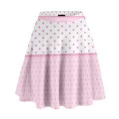 Love Polka Dot White Pink Line High Waist Skirt by Mariart