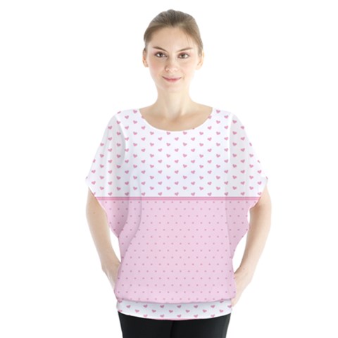 Love Polka Dot White Pink Line Blouse by Mariart