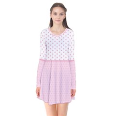 Love Polka Dot White Pink Line Flare Dress