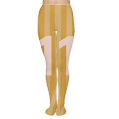 Number 1 Line Vertical Yellow Pink Orange Wave Chevron Women s Tights by Mariart