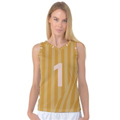 Number 1 Line Vertical Yellow Pink Orange Wave Chevron Women s Basketball Tank Top by Mariart