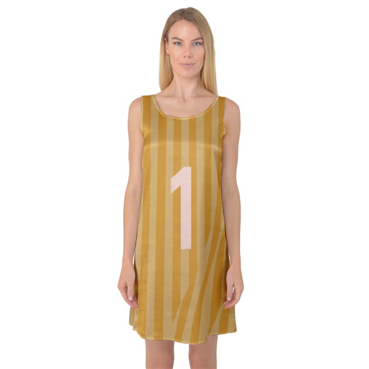 Number 1 Line Vertical Yellow Pink Orange Wave Chevron Sleeveless Satin Nightdress