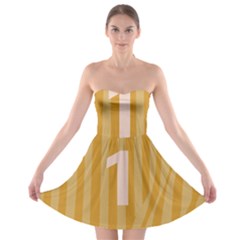 Number 1 Line Vertical Yellow Pink Orange Wave Chevron Strapless Bra Top Dress by Mariart