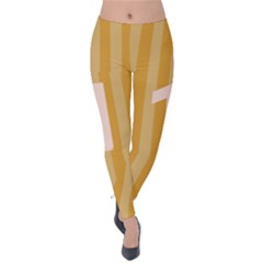 Number 1 Line Vertical Yellow Pink Orange Wave Chevron Velvet Leggings by Mariart