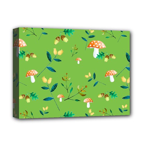 Mushrooms Flower Leaf Tulip Deluxe Canvas 16  X 12   by Mariart