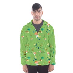 Mushrooms Flower Leaf Tulip Hooded Wind Breaker (men) by Mariart