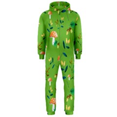 Mushrooms Flower Leaf Tulip Hooded Jumpsuit (men)  by Mariart