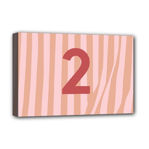 Number 2 Line Vertical Red Pink Wave Chevron Deluxe Canvas 18  X 12   by Mariart