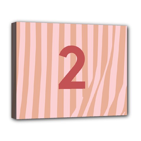 Number 2 Line Vertical Red Pink Wave Chevron Deluxe Canvas 20  X 16   by Mariart