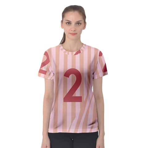 Number 2 Line Vertical Red Pink Wave Chevron Women s Sport Mesh Tee by Mariart