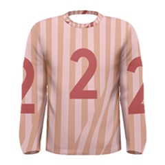 Number 2 Line Vertical Red Pink Wave Chevron Men s Long Sleeve Tee by Mariart