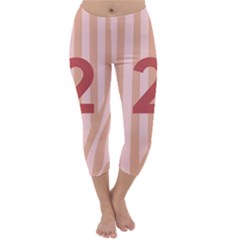 Number 2 Line Vertical Red Pink Wave Chevron Capri Winter Leggings 