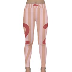 Number 2 Line Vertical Red Pink Wave Chevron Classic Yoga Leggings by Mariart