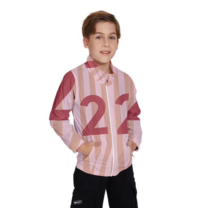 Number 2 Line Vertical Red Pink Wave Chevron Wind Breaker (Kids)