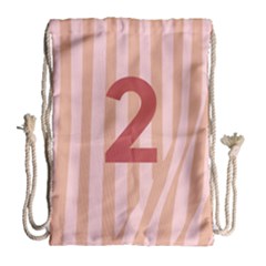 Number 2 Line Vertical Red Pink Wave Chevron Drawstring Bag (large) by Mariart