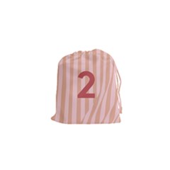 Number 2 Line Vertical Red Pink Wave Chevron Drawstring Pouches (xs)  by Mariart