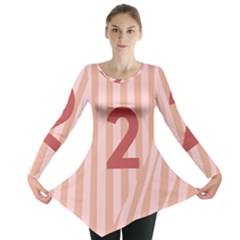 Number 2 Line Vertical Red Pink Wave Chevron Long Sleeve Tunic  by Mariart