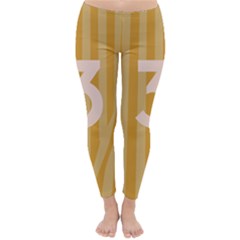 Number 3 Line Vertical Yellow Pink Orange Wave Chevron Classic Winter Leggings by Mariart