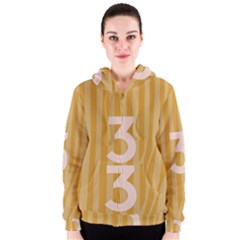 Number 3 Line Vertical Yellow Pink Orange Wave Chevron Women s Zipper Hoodie by Mariart