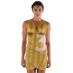 Number 3 Line Vertical Yellow Pink Orange Wave Chevron Wrap Front Bodycon Dress by Mariart