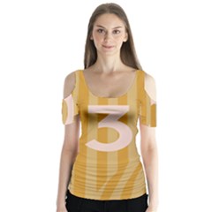 Number 3 Line Vertical Yellow Pink Orange Wave Chevron Butterfly Sleeve Cutout Tee 