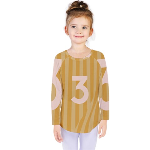 Number 3 Line Vertical Yellow Pink Orange Wave Chevron Kids  Long Sleeve Tee by Mariart