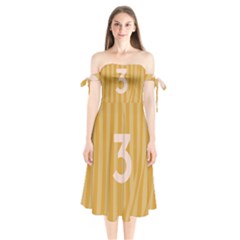 Number 3 Line Vertical Yellow Pink Orange Wave Chevron Shoulder Tie Bardot Midi Dress