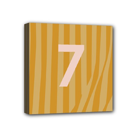 Number 7 Line Vertical Yellow Pink Orange Wave Chevron Mini Canvas 4  X 4  by Mariart