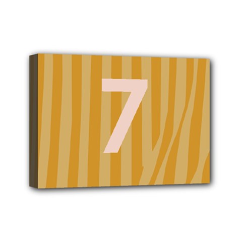 Number 7 Line Vertical Yellow Pink Orange Wave Chevron Mini Canvas 7  X 5  by Mariart