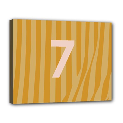 Number 7 Line Vertical Yellow Pink Orange Wave Chevron Canvas 14  X 11  by Mariart