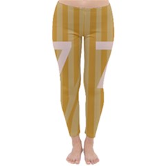 Number 7 Line Vertical Yellow Pink Orange Wave Chevron Classic Winter Leggings by Mariart